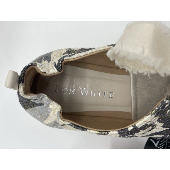 RON WHITE Novella Metallic Platform  Sneakers 41 US 9.5 Snakeskin Shoes Casual - Picture 3 of 7